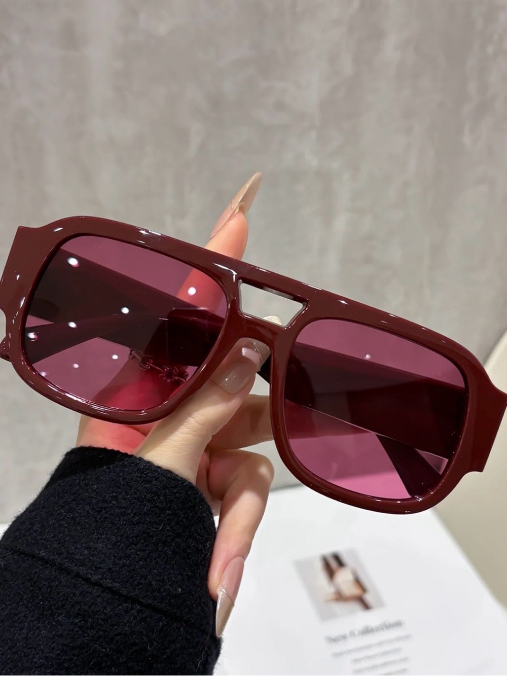 Burgundy Oversized Square Sunglasses